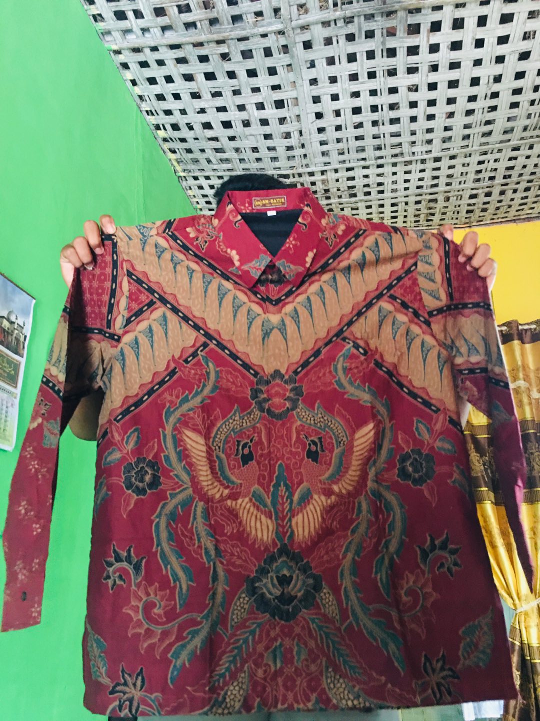 Batik Pria Maroon Lapis Furing Lengan Panjang Pendek Batik Solo