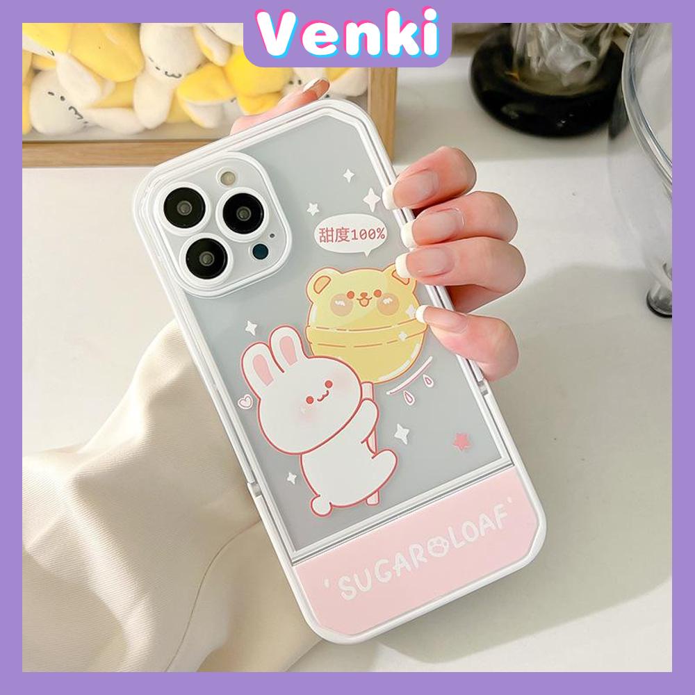 iPhone Case Acrylic Invisible Folding Stand Silicone Soft Case Shockproof Camera Cover Rabbit Cute Cartoon Compatible For iPhone 11 Pro Max 13 Pro Max 12 Pro Max 7Plus xr XS Max