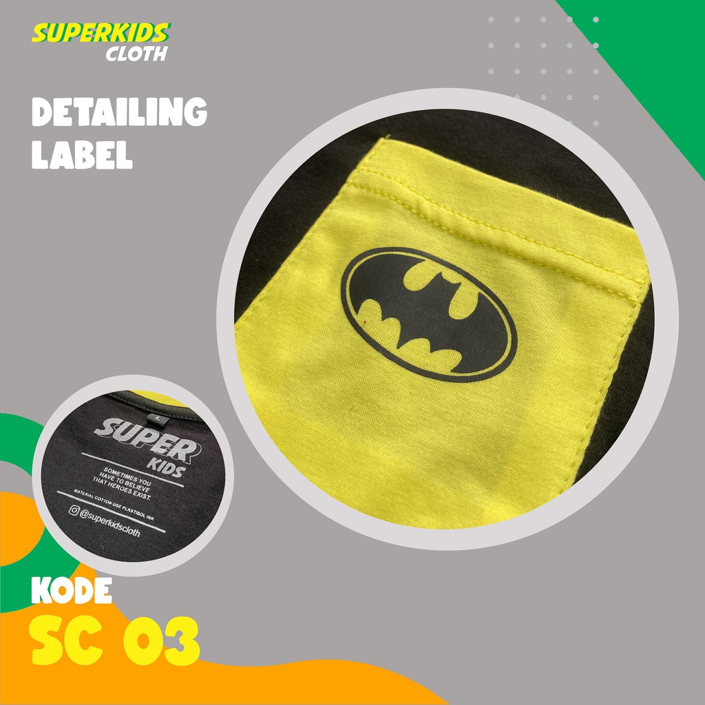 KAOS ANAK LAKI LAKI TERMURAH ECER GROSIR SUPERKIDS CLOTH SUPERHERO BATMAN 1 - 8 TAHUN