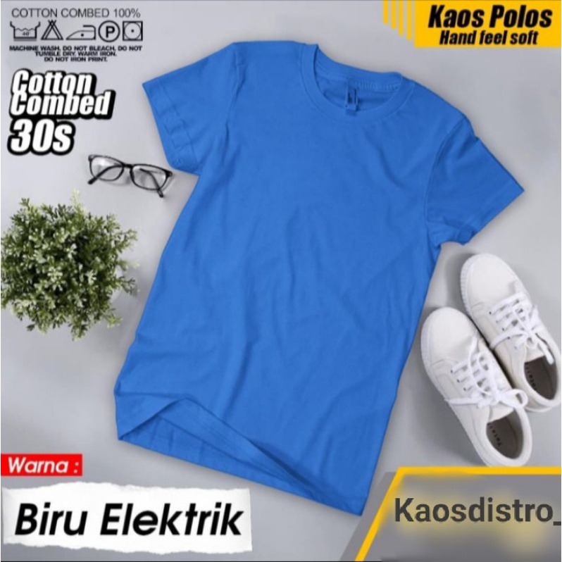BAJU KAOS TSHIRT POLOS PRIA WANITA UNSEX WARNA BIRU TUA LAUT PERSIB COTTON COMBAD
