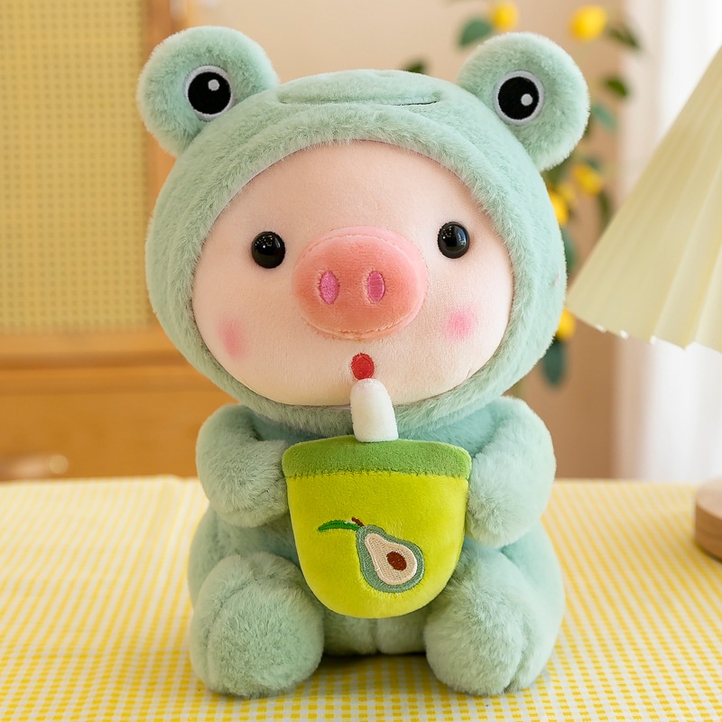 Boneka piggy pegang juice bahan plush