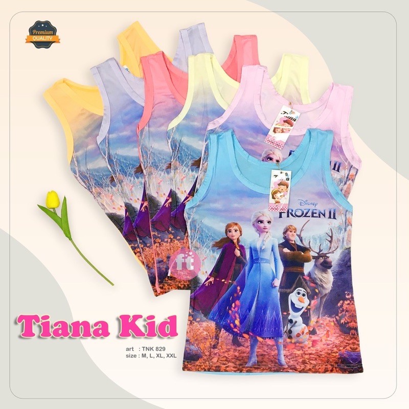 3 Pcs Tank Top Anak Perempuan Frozen 2-10 Th Bahan Katun / 3 Pcs Atasan Kaos Singlet Anak Cewek