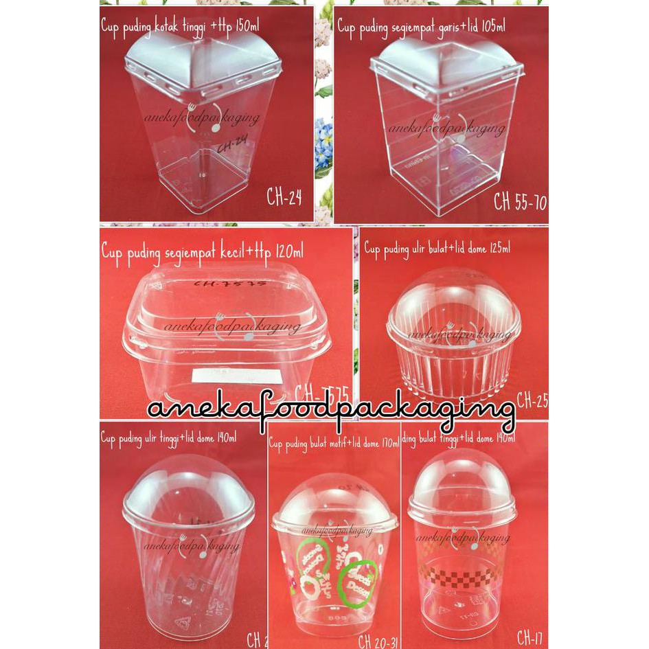 SUWL GELAS PUDING/CUP PUDING PERSEGI GARIS+LID (CH 5570) OQ4C