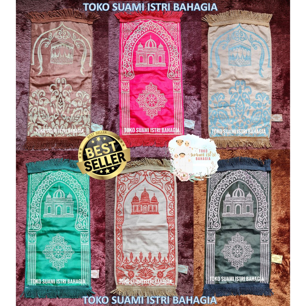 Sajadah Azal 35 x 60 Cm Rumbai Tambang Premium Turki Mewah Travel Muka Haji Souvenir Seserahan Murah Kepala Hadiah Kado Bingkisan Umroh 3 D Alnamaz Al Namaz