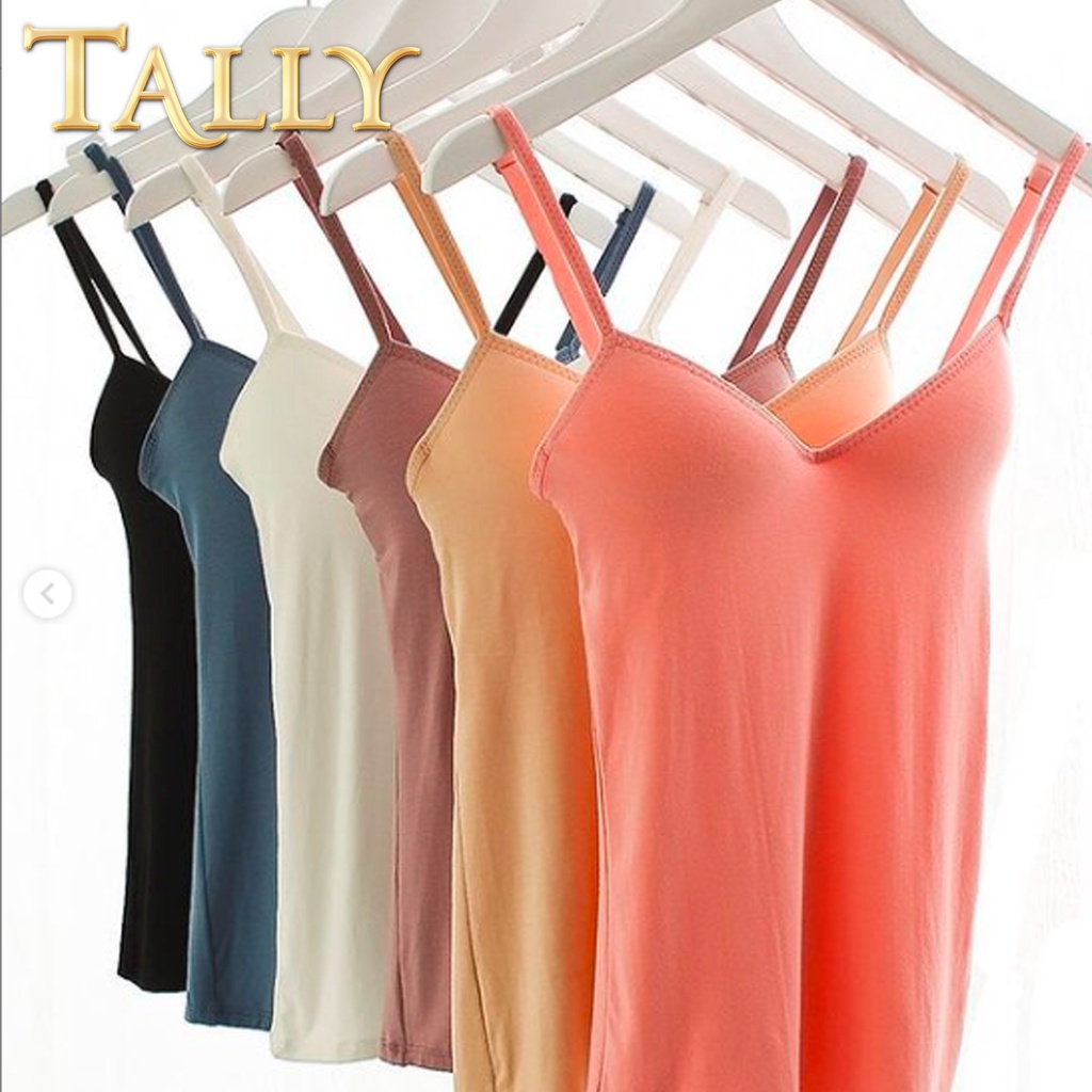TALLY Singlet Cup Wanita Bahan Katun Bambu Fit to L - XL Tanktop Cup (Ada Busa) S 3550-4