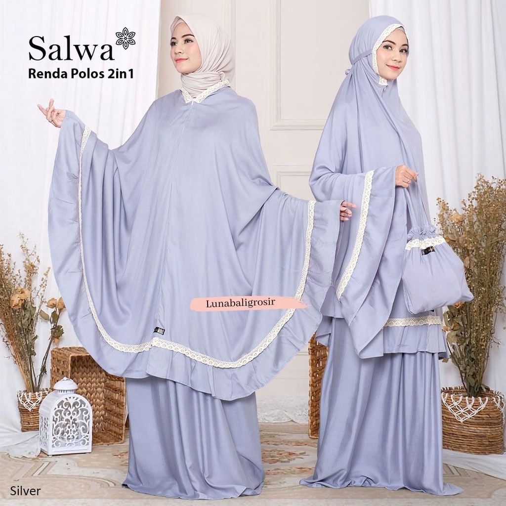 Mukena Bali Salwa Polos Renda 2 in 1                                           ⠀                    
