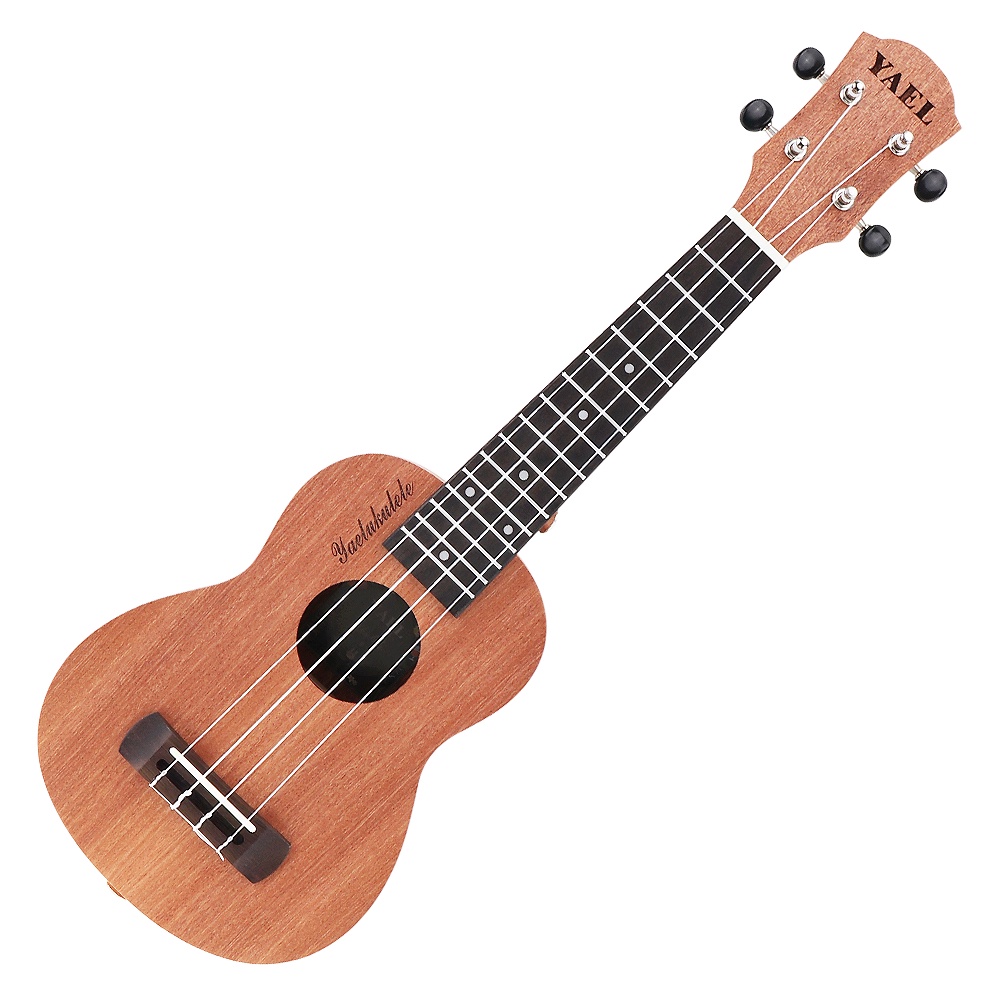 Gitar Hawaii Ukulele Soprano 21 Inci Bahan Kayu Sapele Dengan 15 Fret Empat Senar