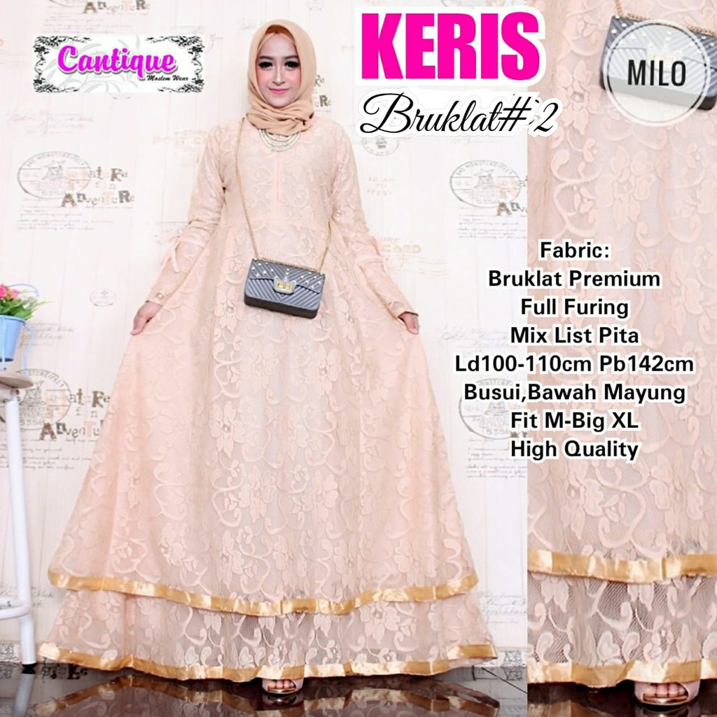 Baju Wanita Dress Maxy Keris Brukat