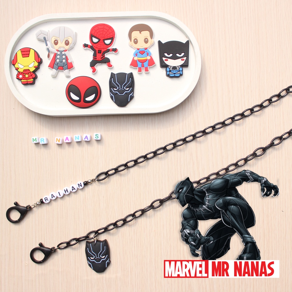 Tali Masker FREE BONEKA dan NAMA Superhero Keren Strap Masker Anak Cowo / Laki-laki Mr Nanas