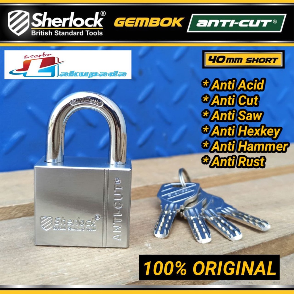 Gembok Original Sherlock British Anti-Cut Lock Short 40mm