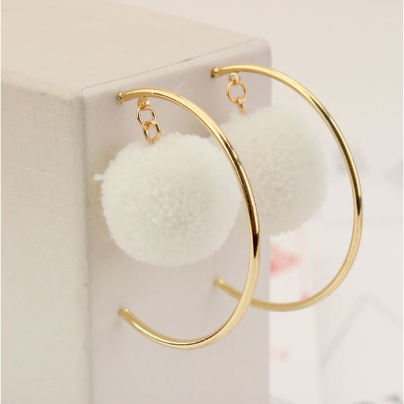 anting aksesoris fashion korea dangling earring ball hoop (3E4) jan126