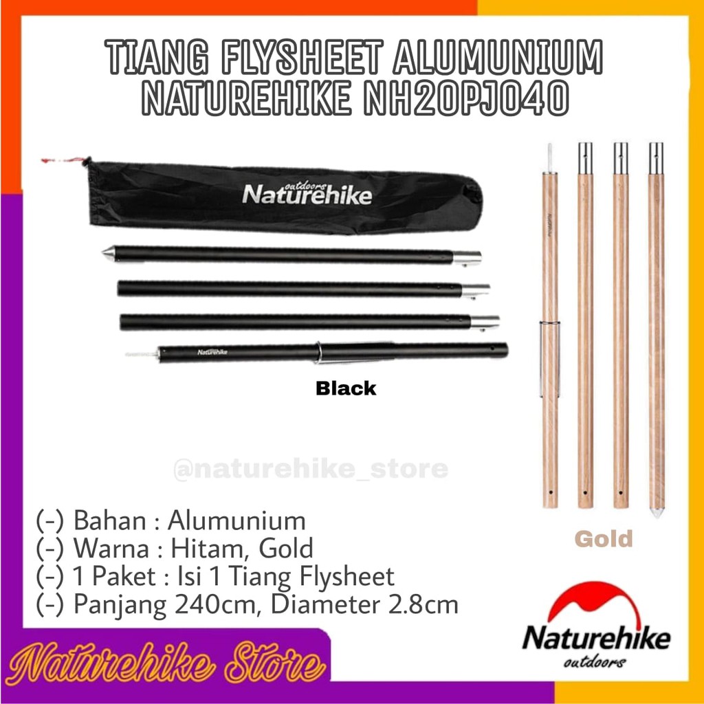 Tiang Flysheet Alumunium Naturehike NH20PJ040
