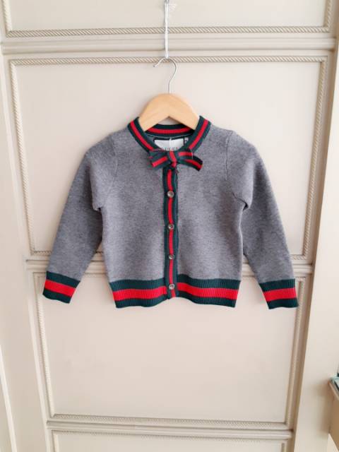 GA81075  RIBBON GC OUTER NAVY GREY / CARDIGAN SWEATER ANAK PEREMPUAN IMPORT KOREA MURAH RAJUT