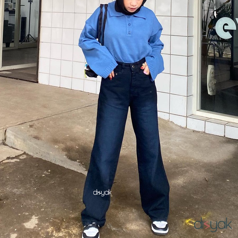 DISYAK - HighWaist Loose Jeans Black Spray 705-805