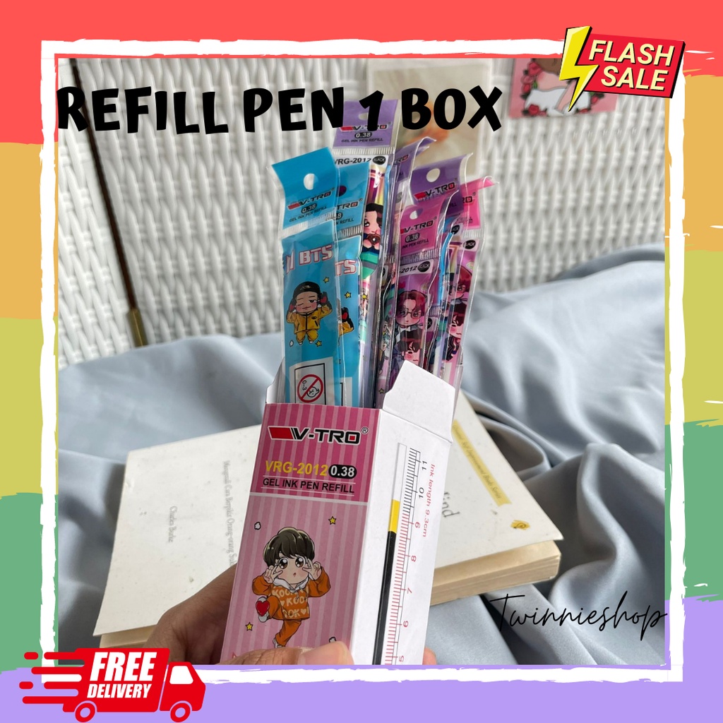 

REFILL ISI PEN TINY TAN 1 BOX BT ARMY BOYBAND KOREA ISI ULANG PULPEN TINTA BOLPEN READY MURAH BISA COD