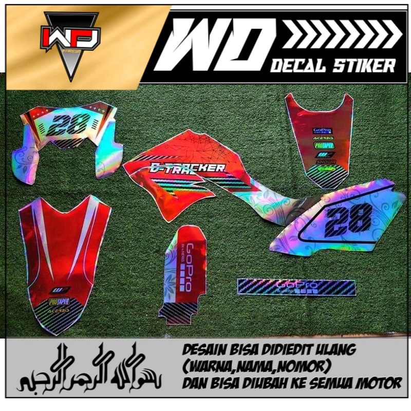 Dekal sticker klx  Dtraker hologram pelangi