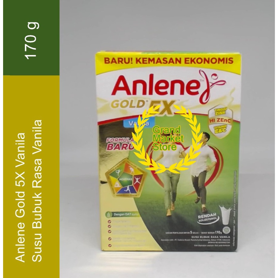 

Anlene Gold 5X Susu Bubuk Rasa Vanila 170 g Susu Rendah Kolestrol
