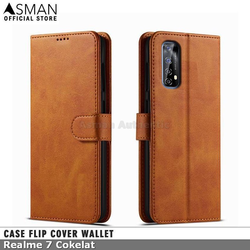 Asman Case Realme 7 Leather Wallet Flip Cover Premium Edition