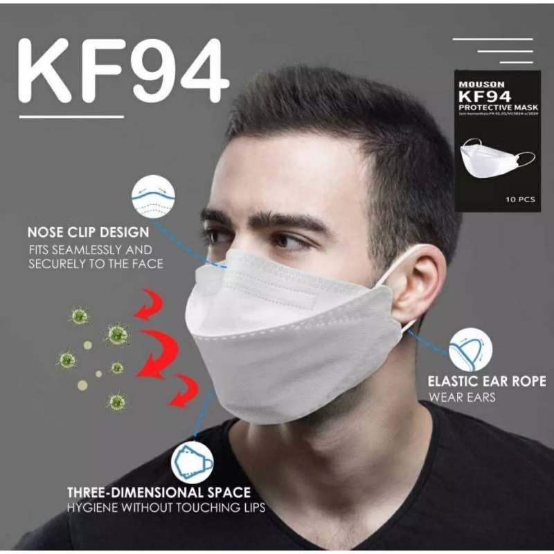 MASKER KF94 ISI 10PCS WARNA HITAM DAN PUTIH