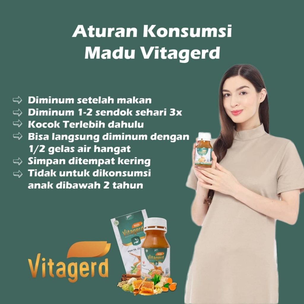 Madu VITAGERD Herbal Obat GERD dan Asam Lambung Original Asli Ori dengan Gejala Susah Tidur Sakit Kepala Kleyengan Tenggorokan