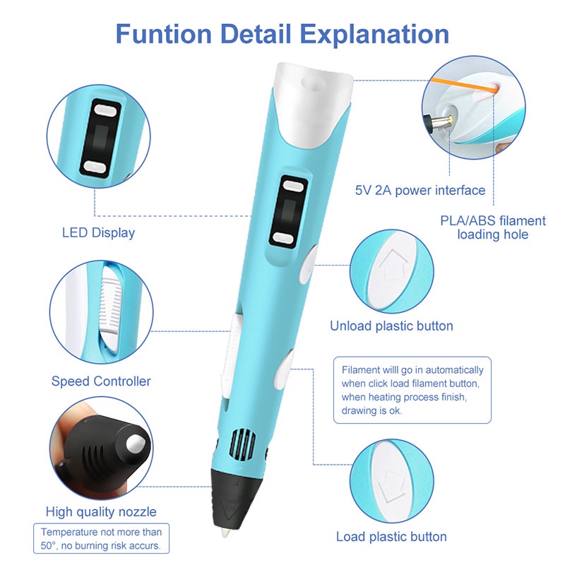 COD 3D Printing pen 3D Printer Arts Pen Making Doodle Arts &amp; Crafts USB Cable 3D Printing Pen original Murah Intelligent 3D Printer Arts Pen Pulpen 3d Filament Making Doodle Arts&amp;Crafts