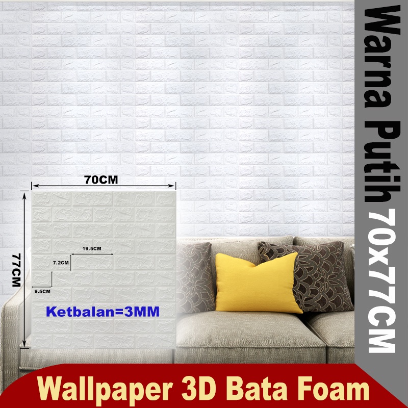 (Aimilo) Wallpaper Dinding 3D Foam Motif Batu Bata Walpaper 3D Foam Murah High Quality-AiW7-1  3MM 70x77CM