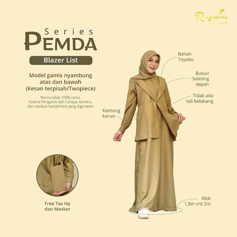 Seragam Pemda Riyani Warna Khaki Wanita
