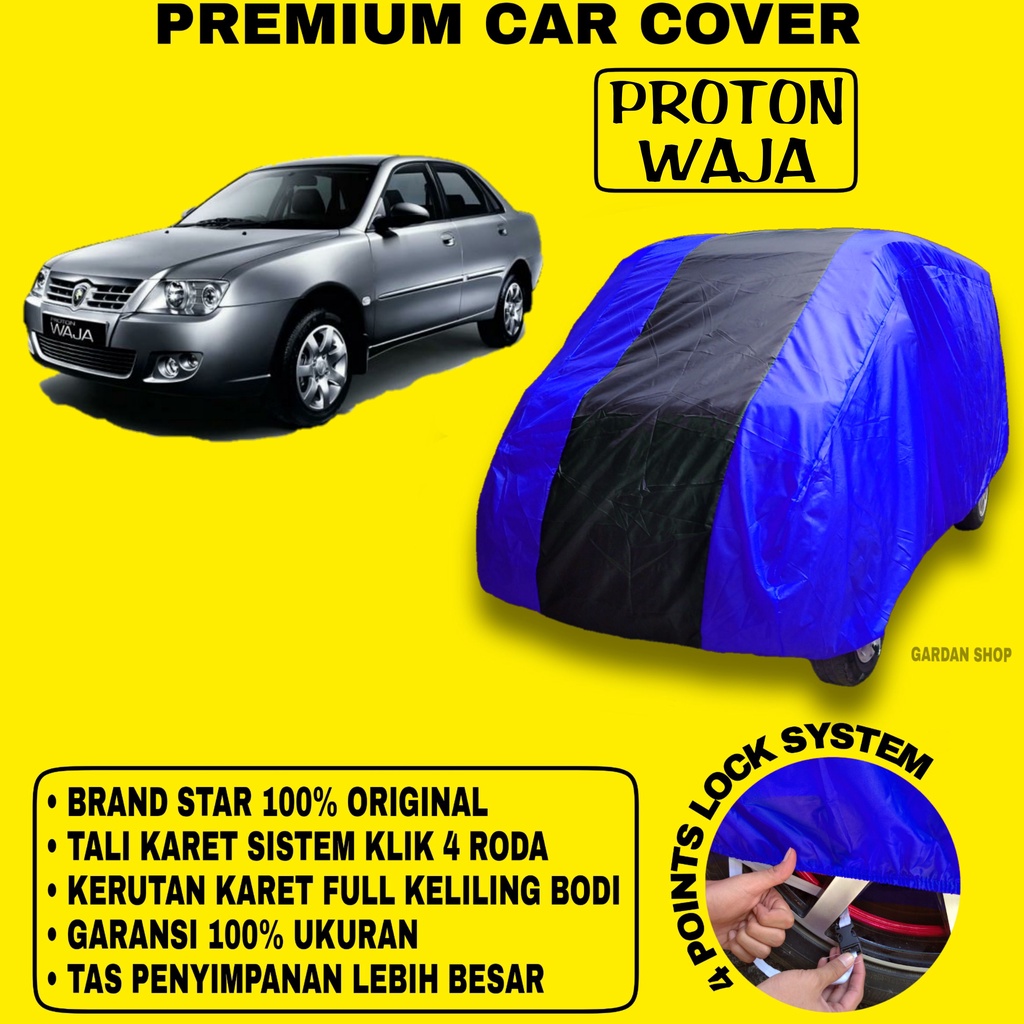 Body Cover PROTON WAJA BIRU HITAM Penutup Bodi Mobil Proton Waja Waterproof PREMIUM