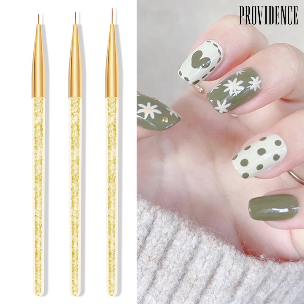 Providence 3pcs / Set Kuas Nail Art Ultra Tipis Bahan Nilon Wol Untuk Hadiah Anak Perempuan