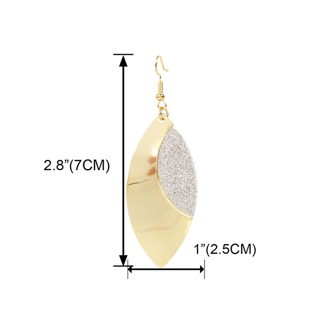 LRC Anting Tusuk Fashion Golden Leaf Alloy Frosted Earrings K44346