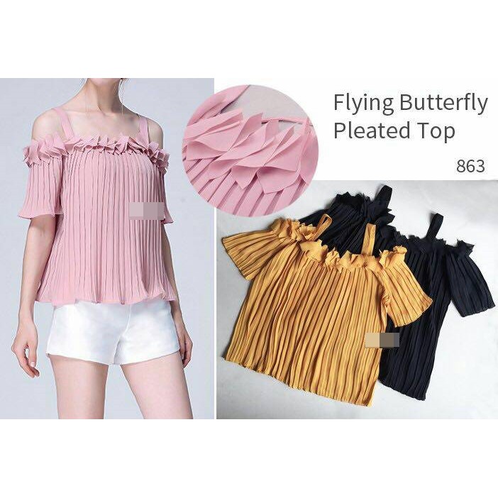 Flying Butterfly Pleated Top