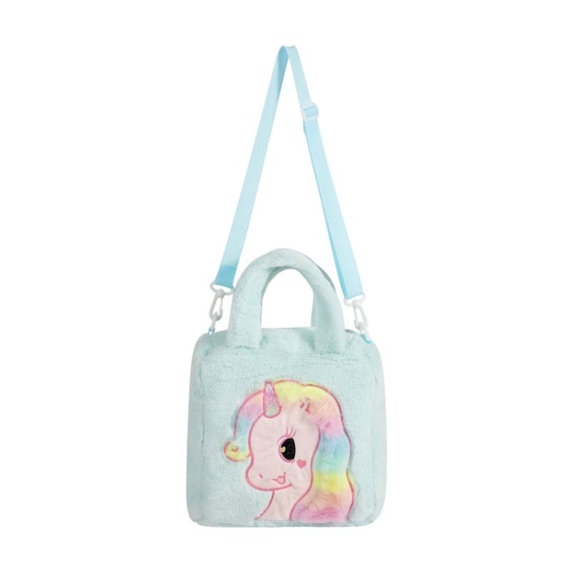 tas selempang bulu unicorn sling bag unicorn