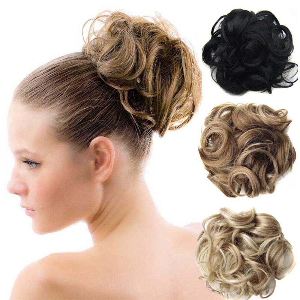 Needway Hair Bun Rambut Sintetis Pony Tail Wedding Messy Wave Curly Hair Extension Ponytail Updo Cover