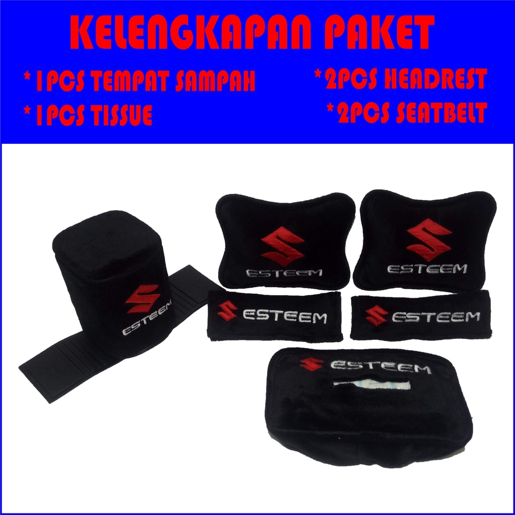 BANTAL LEHER MOBIL ESTEEM TEMPAT SAMPAH MOBIL SANDARAN JOK MOBIL SUZUKI AKSESORIS MOBIL INTERIOR