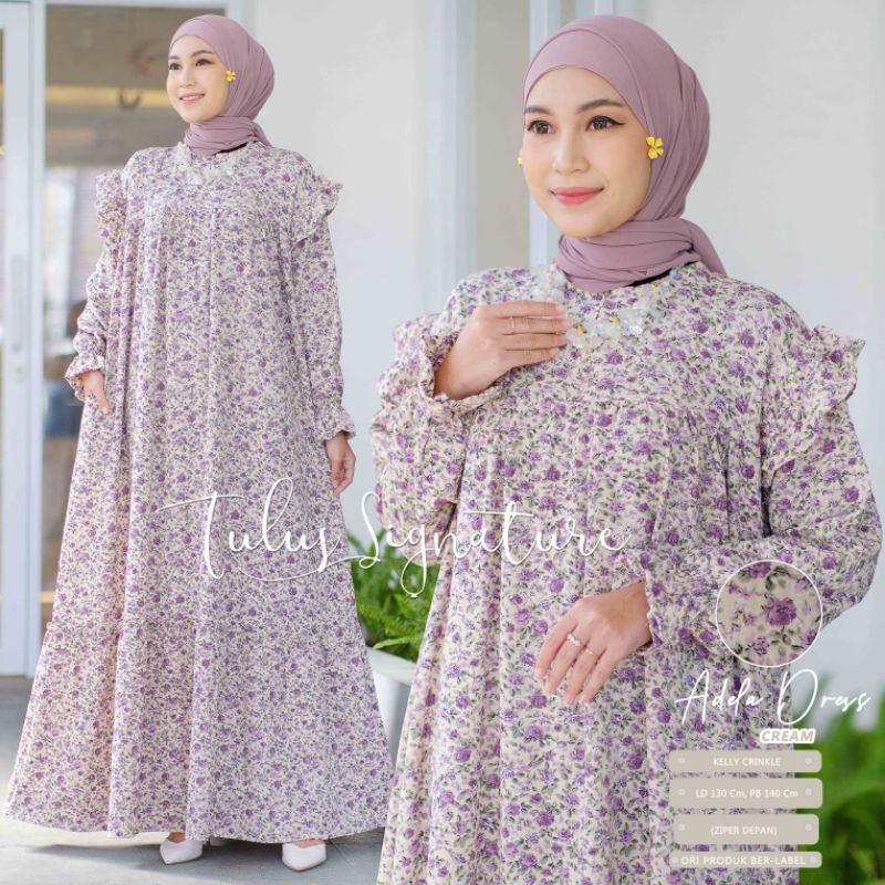 ADELA DRESS BY TULUS SIGNATURE / DRESS WANITA MUSLIMAH / Dress motif crincle premium