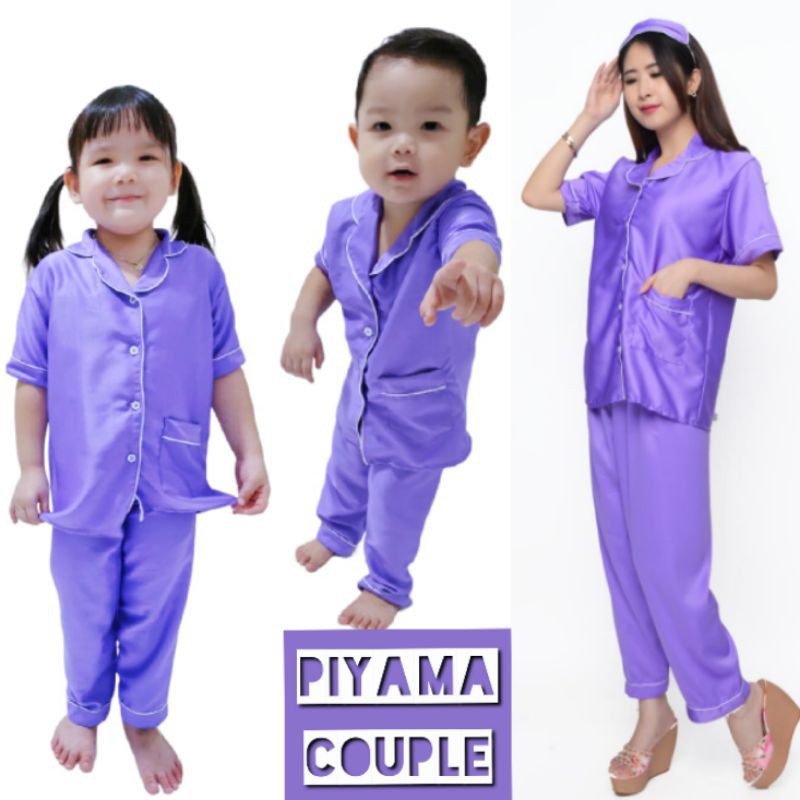 PIYAMA SATIN COUPLE/ PIYAMA SATIN IBU DAN ANAK/BAJU TIDUR COUPLE