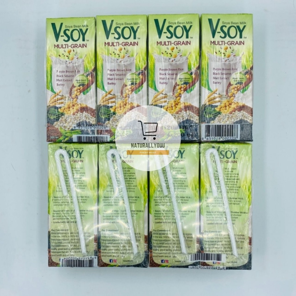 Vsoy Soy Milk Multigrain (4x200ml) V-Soy Soya Milk