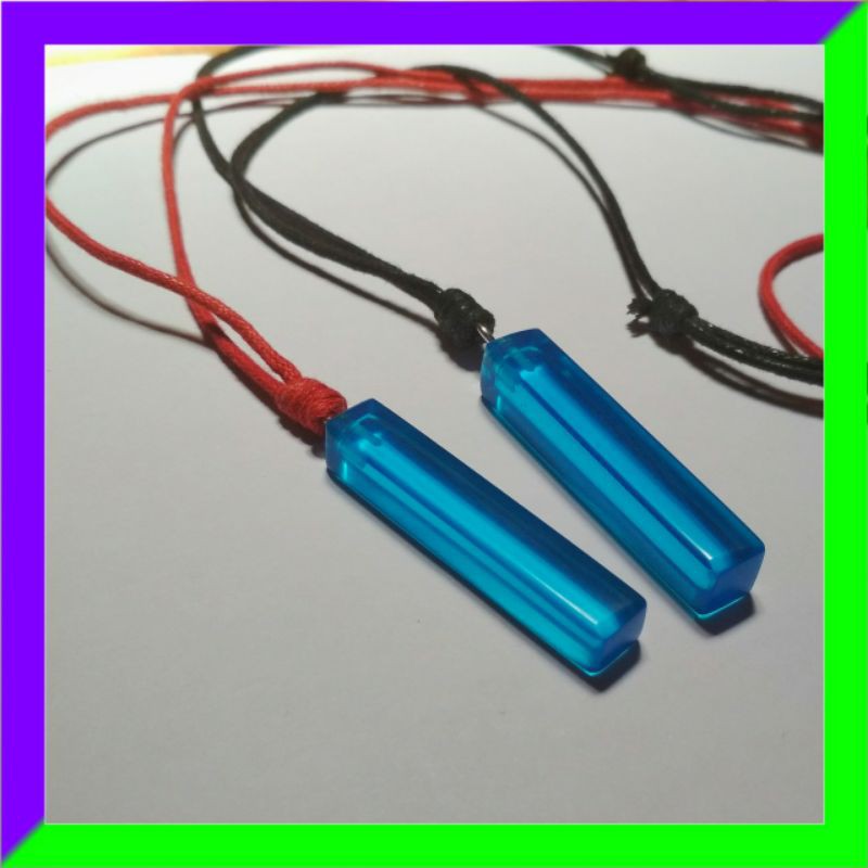 Kalung Tali dg Bandul Resin warna Biru Transparan