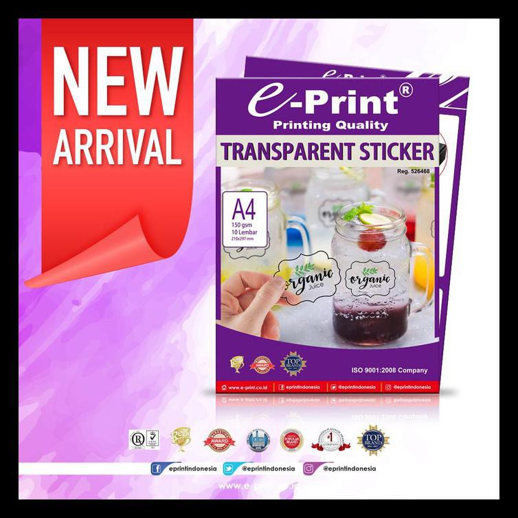 

E-Print Transparent Sticker Paper Transparan Stiker Bening Logo Toko New