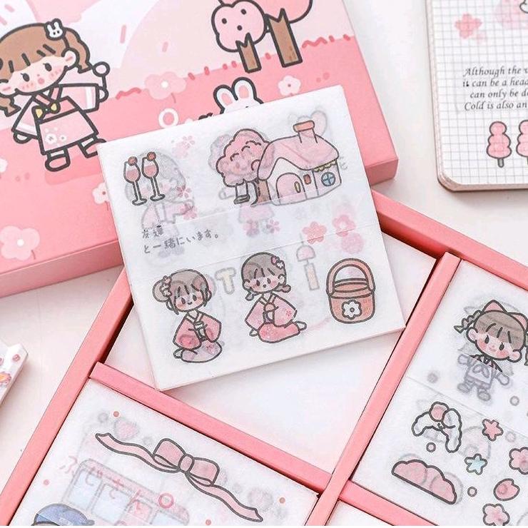 

Oke Price.. 50/100 lembar sticker dengan box Happy Day bahan PVC untuk scrapbook/Tumbler