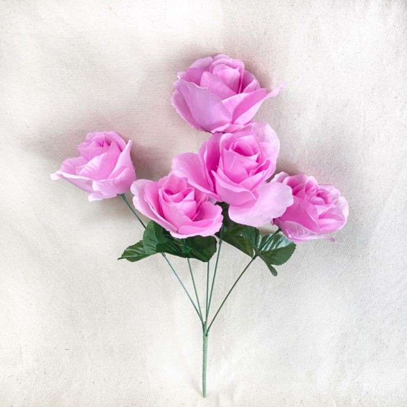 Bunga Artificial Mawar Rose Italy X5 Bunga Artificial / Bunga Plastik / Bunga Dekorasi / Pernikahan-Dusty pink