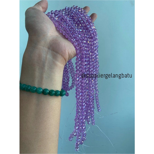Crystal Ceko 8mm PURPLE QUARTZ ungu bening manik bakpao rondele craft
