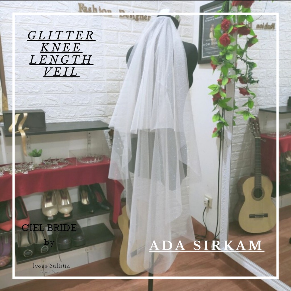 veil pengantin glitter wedding veil knee length