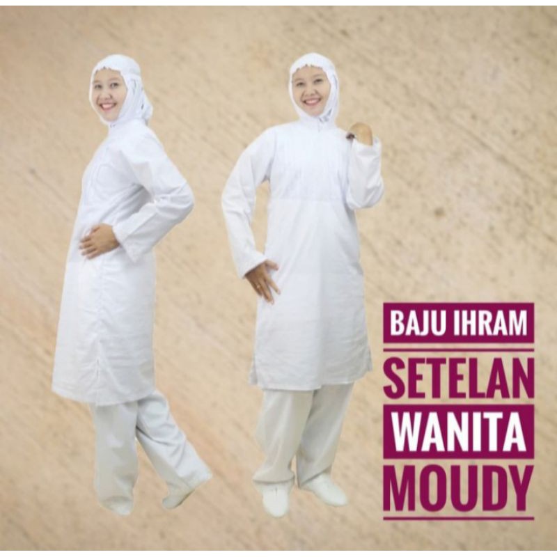 baju muslim wanita ihram ihrom cewek perempuan dewasa setelan satu set putih moudy katun terbaru