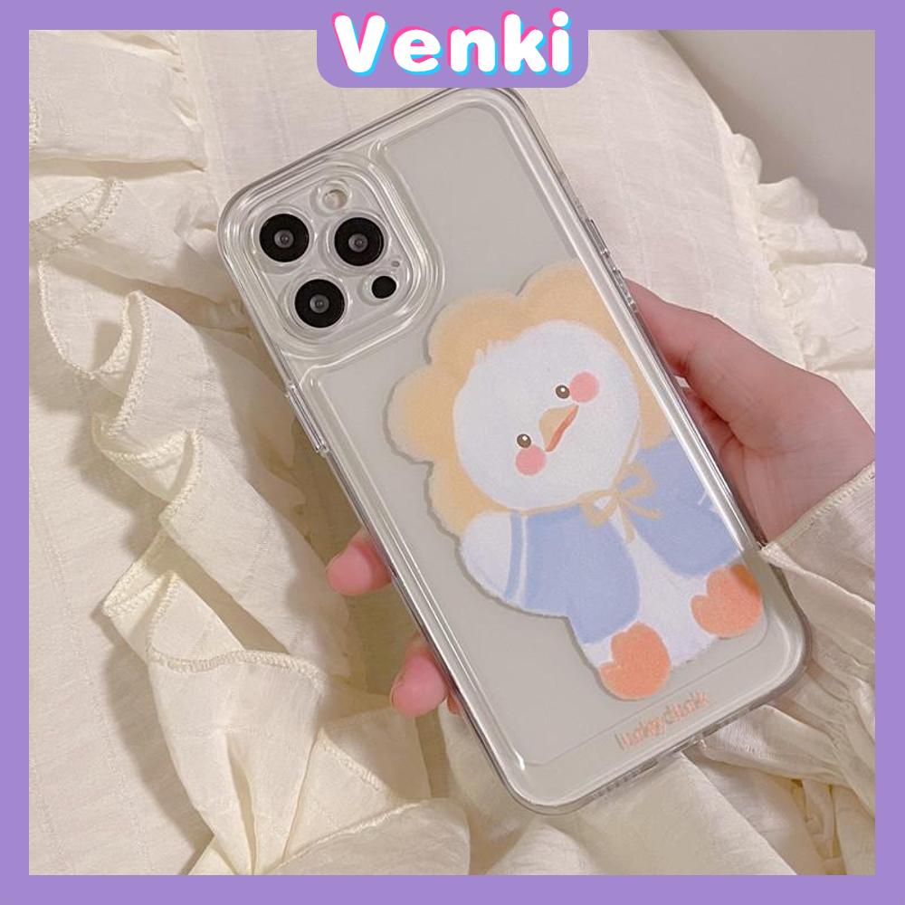 iPhone Case Clear Case Soft Thick TPU Shockproof Super Transparent Protection Camera Plating Button Duck Cartoon Cute For iPhone 13 Pro Max iPhone 12 Pro Max iPhone 11 iPhone 7Plus