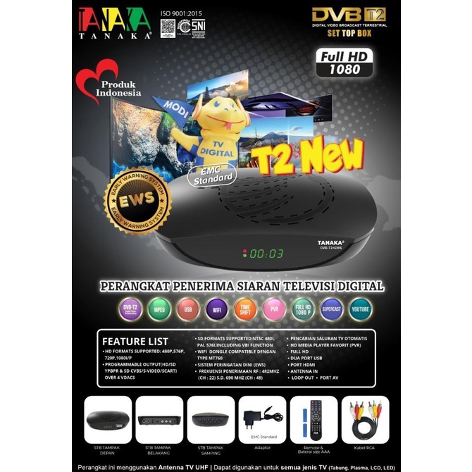 STB DVB SET TOP BOX TV DIGITAL TANAKA T2 NEW