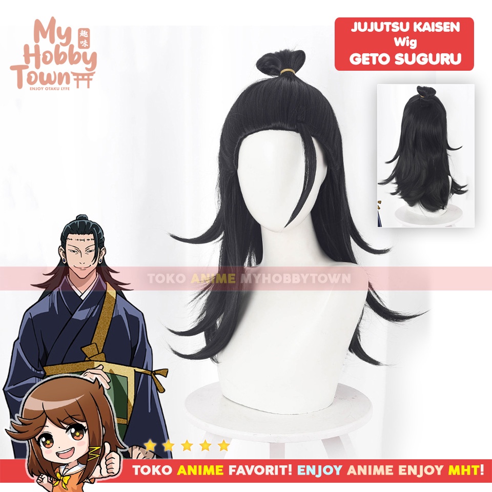 Wig Cosplay Anime Jujutsu Kaisen : Geto Suguru Rambut Palsu