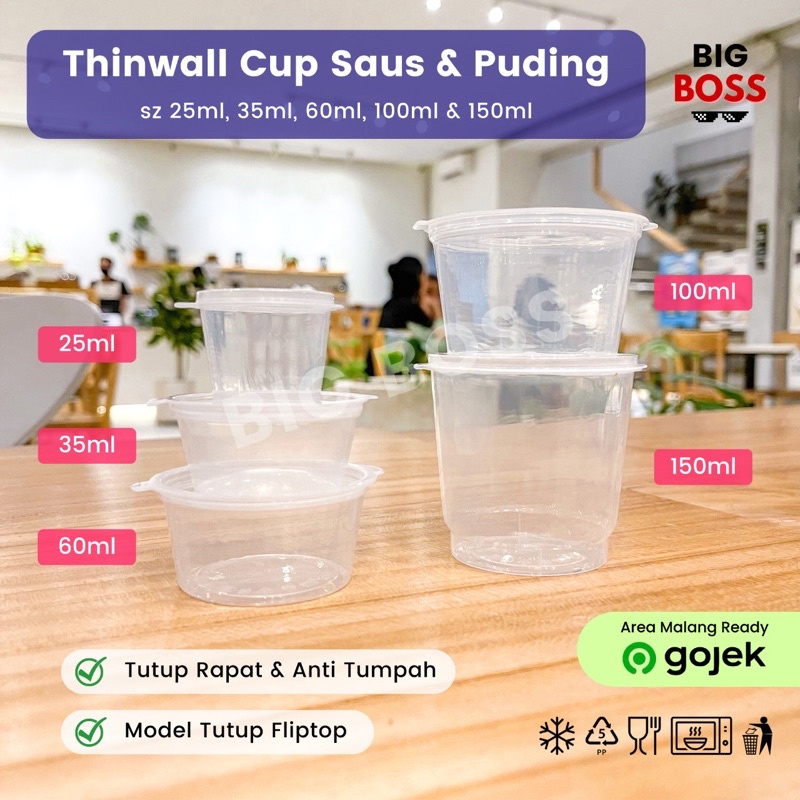 [ISI 50 PCS] Cup Saus Klip 25ml / Wadah Plastik Saos Sambal Mayonaise / Thinwall Kontainer Saus 25ml Mini Anti Bocor