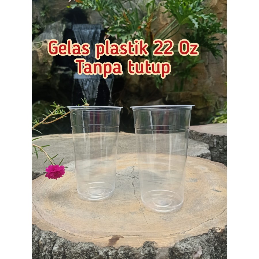 Gelas plastik 22 oz tanpa tutup / gelas jumbo pop ice