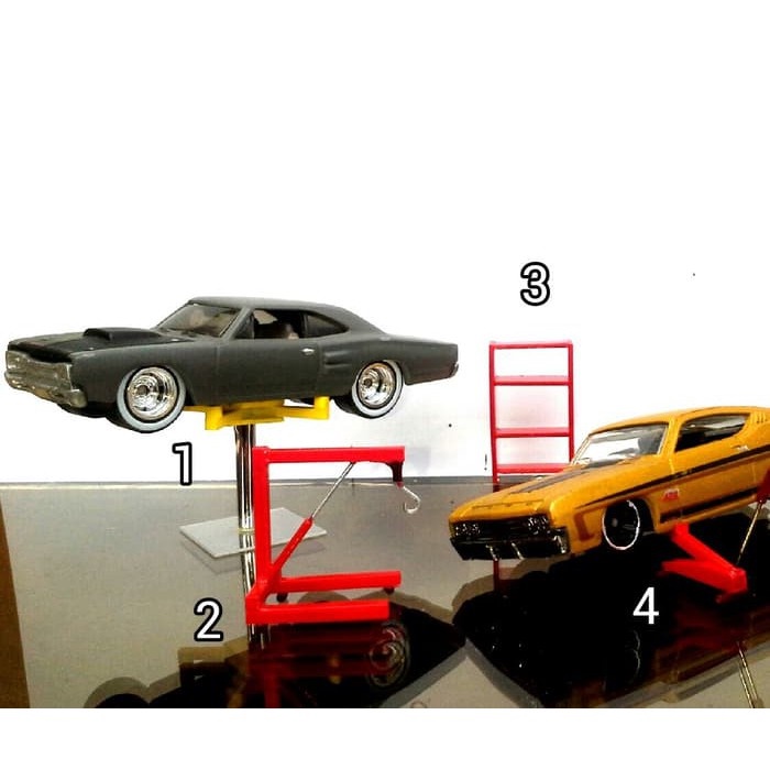 ACCECORIES DIORAMA HOTWHEELS MINI GT no 1-5 - HIDROLIK ENGINE CRANE RAK TOOL BOX DONGKRAK BUAYA